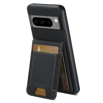 For Google Pixel 8a Suteni H03 Litchi Leather Card Bag Stand Back Phone Case(Black) - Google Cases by Suteni | Online Shopping South Africa | PMC Jewellery | Buy Now Pay Later Mobicred