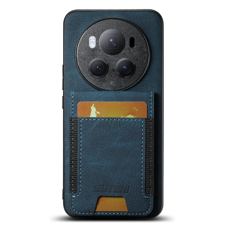 For Honor Magic6 Pro Suteni H03 Litchi Leather Card Bag Stand Back Phone Case(Blue) - Honor Cases by Suteni | Online Shopping South Africa | PMC Jewellery | Buy Now Pay Later Mobicred