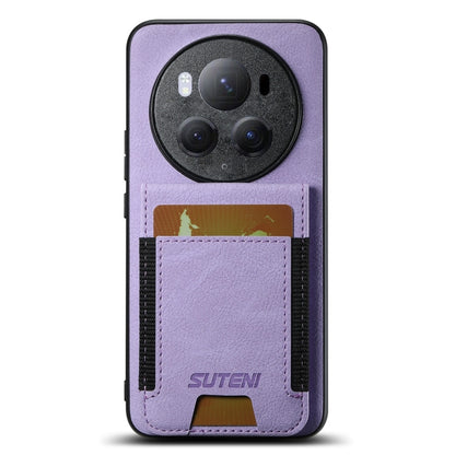 For Honor Magic6 Pro Suteni H03 Litchi Leather Card Bag Stand Back Phone Case(Purple) - Honor Cases by Suteni | Online Shopping South Africa | PMC Jewellery | Buy Now Pay Later Mobicred