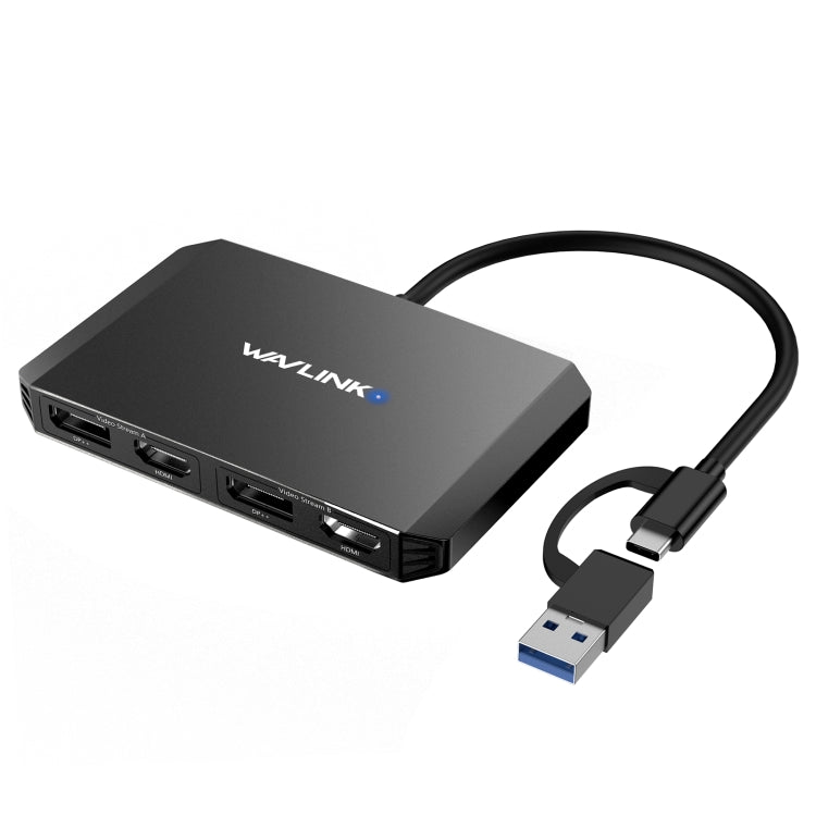 WAVLINK WL-UG69DH2 Dual Monitor USB+Type-C to Dual 4K HD DisplayPort Adapter Splitter(Black) - Splitter by WAVLINK | Online Shopping South Africa | PMC Jewellery | Buy Now Pay Later Mobicred