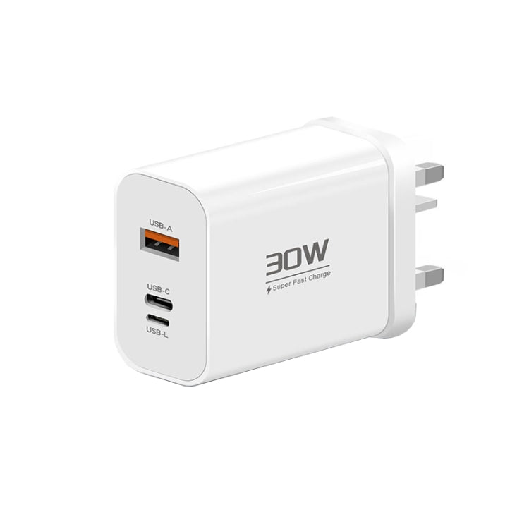 PD30W USB-C / Type-C + 8 Pin + USB-A Reverse Charger Suitable for iPhone Series(UK Plug) - free shipping - PMC Jewellery - Order now!