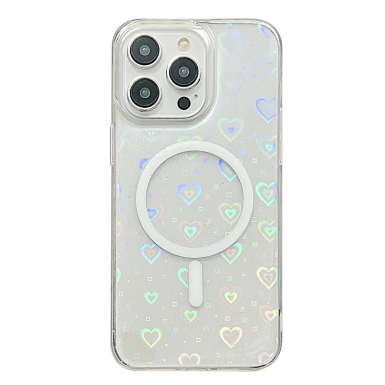 For iPhone 14 Pro Laser Love MagSafe TPU Phone Case(Transparent) - iPhone 14 Pro Cases by PMC Jewellery | Online Shopping South Africa | PMC Jewellery