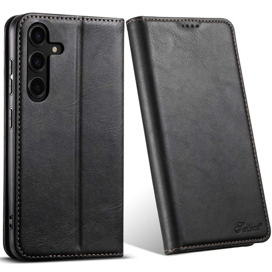 For Samsung Galaxy S24+ 5G Suteni J02 Oil Wax Wallet Leather Phone Case(Black) - Galaxy S24+ 5G Cases by Suteni | Online Shopping South Africa | PMC Jewellery | Buy Now Pay Later Mobicred