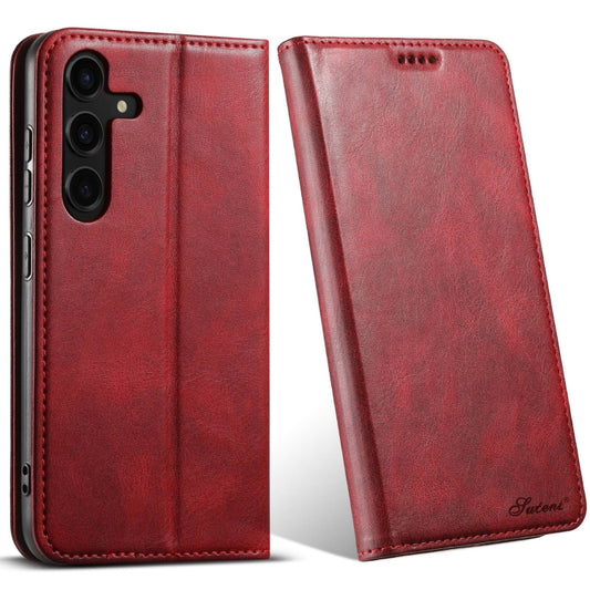 For Samsung Galaxy S24 5G Suteni J02 Oil Wax Wallet Leather Phone Case(Red) - Galaxy S24 5G Cases by Suteni | Online Shopping South Africa | PMC Jewellery | Buy Now Pay Later Mobicred