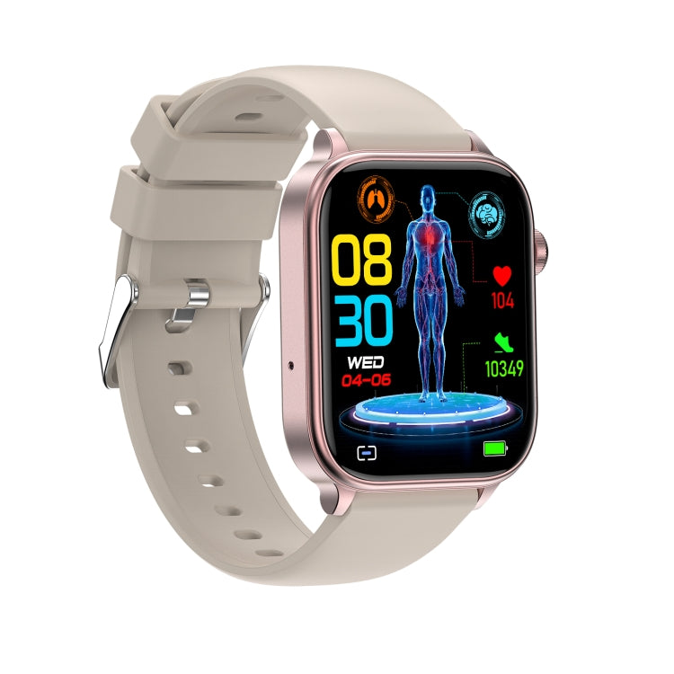 ET570 1.96 inch Color Screen Smart Watch Silicone Strap, Support Bluetooth Call / ECG(Beige) - Smart Watches by PMC TechLife | Online Shopping South Africa | PMC TechLife