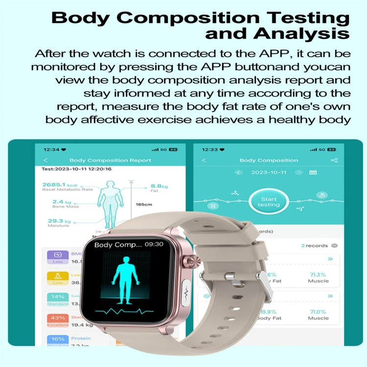 ET570 1.96 inch Color Screen Smart Watch Silicone Strap, Support Bluetooth Call / ECG(Beige) - Smart Watches by PMC TechLife | Online Shopping South Africa | PMC TechLife