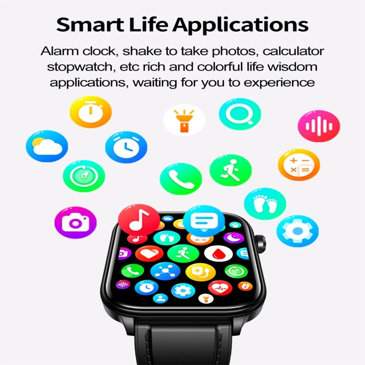 ET570 1.96 inch Color Screen Smart Watch Leather Strap, Support Bluetooth Call / ECG(Black) - Smart Watches by PMC Jewellery | Online Shopping South Africa | PMC Jewellery