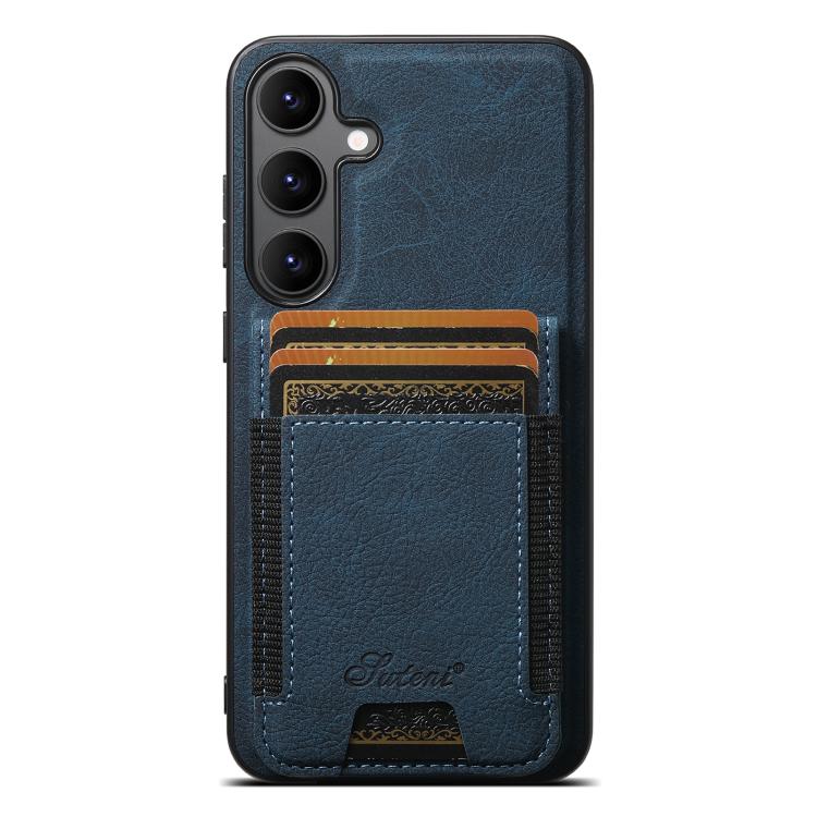 For Samsung Galaxy S25+ 5G Suteni H17 Litchi Texture Leather MagSafe Detachable Wallet Phone Case(Blue) - Galaxy S25+ 5G Cases by Suteni | Online Shopping South Africa | PMC Jewellery | Buy Now Pay Later Mobicred