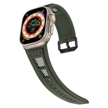 For Apple Watch SE 2022 44mm Breathable Stainless Steel Mesh TPU Watch Band(Green Black) - Watch Bands by PMC Jewellery | Online Shopping South Africa | PMC Jewellery