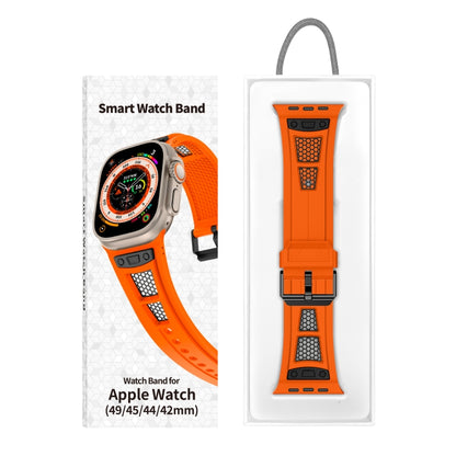 For Apple Watch Series 7 45mm Breathable Stainless Steel Mesh TPU Watch Band(Orange Black) - Watch Bands by PMC Jewellery | Online Shopping South Africa | PMC Jewellery