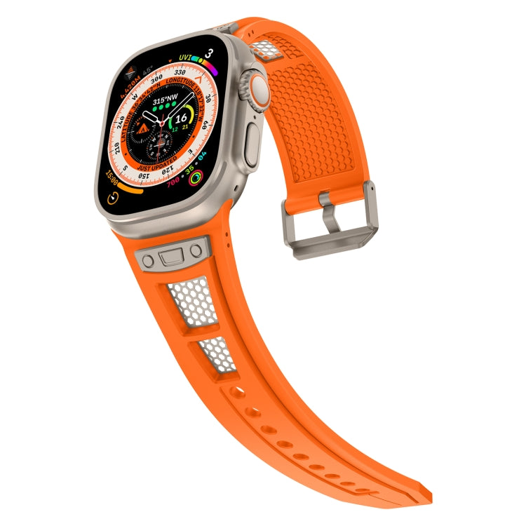 For Apple Watch Series 5 44mm Breathable Stainless Steel Mesh TPU Watch Band(Orange Titanium) - Watch Bands by PMC Jewellery | Online Shopping South Africa | PMC Jewellery