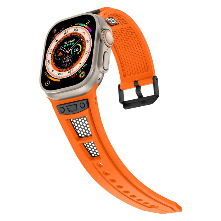 For Apple Watch Series 5 44mm Breathable Stainless Steel Mesh TPU Watch Band(Orange Black) - Watch Bands by PMC Jewellery | Online Shopping South Africa | PMC Jewellery