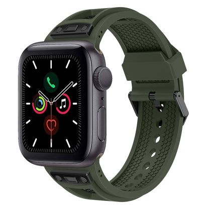 For Apple Watch Series 5 44mm Breathable Stainless Steel Mesh TPU Watch Band(Green Black) - Watch Bands by PMC Jewellery | Online Shopping South Africa | PMC Jewellery