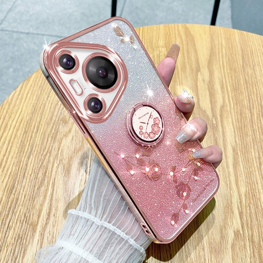 For Huawei Pura 70 Pro Gradient Glitter Immortal Flower Ring All-inclusive Phone Case(Pink) - Huawei Cases by PMC Jewellery | Online Shopping South Africa | PMC Jewellery | Buy Now Pay Later Mobicred