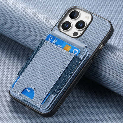 For iPhone 16 Pro Max Carbon Fiber Vertical Flip Wallet Stand Phone Case(Blue) - More iPhone Cases by PMC Jewellery | Online Shopping South Africa | PMC Jewellery | Buy Now Pay Later Mobicred