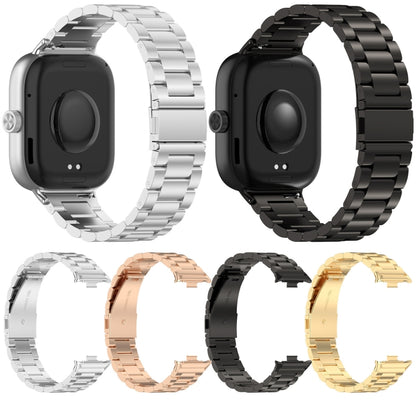 For Xiaomi Mi Band 8 Pro Three Bead Stainless Steel Metal Watch Band(Rose Gold) - Watch Bands by PMC Jewellery | Online Shopping South Africa | PMC Jewellery