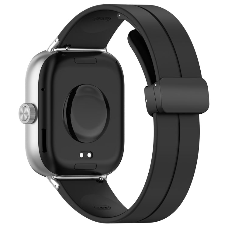 For Redmi Watch 4 Groove Folding Magnetic Buckle Silicone Watch Band(Black) - Watch Bands by PMC Jewellery | Online Shopping South Africa | PMC Jewellery