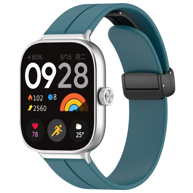 For Redmi Watch 4 Groove Folding Magnetic Buckle Silicone Watch Band(Cyan) - Watch Bands by PMC Jewellery | Online Shopping South Africa | PMC Jewellery