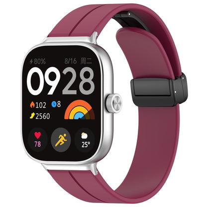 For Xiaomi  Mi Band 8 Pro Groove Folding Magnetic Buckle Silicone Watch Band(Wine Red) - Watch Bands by PMC Jewellery | Online Shopping South Africa | PMC Jewellery