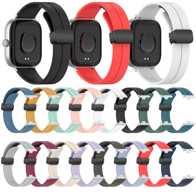 For Redmi Watch 4 Groove Folding Magnetic Buckle Silicone Watch Band(White) - Watch Bands by PMC Jewellery | Online Shopping South Africa | PMC Jewellery