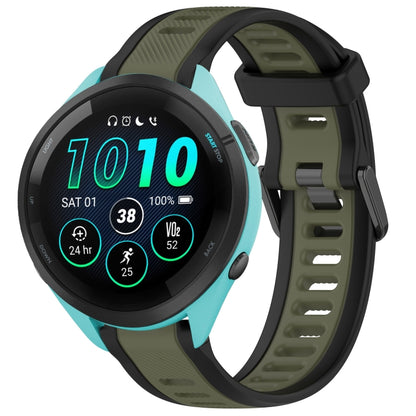 For Garmin Forerunner 265 22mm Two Color Textured Silicone Watch Band(Green+Black) - Watch Bands by PMC Jewellery | Online Shopping South Africa | PMC Jewellery