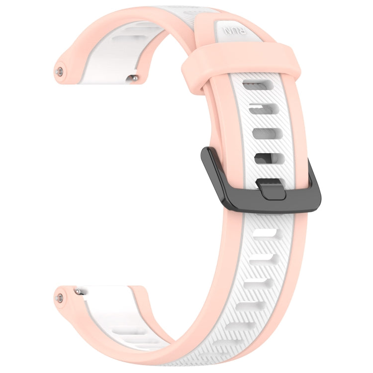 For Garmin Forerunner 265 22mm Two Color Textured Silicone Watch Band(White+Pink) - Watch Bands by PMC Jewellery | Online Shopping South Africa | PMC Jewellery