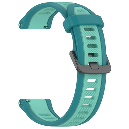 For Garmin Forerunner 255 Music 22mm Two Color Textured Silicone Watch Band(Teal) - Watch Bands by PMC Jewellery | Online Shopping South Africa | PMC Jewellery