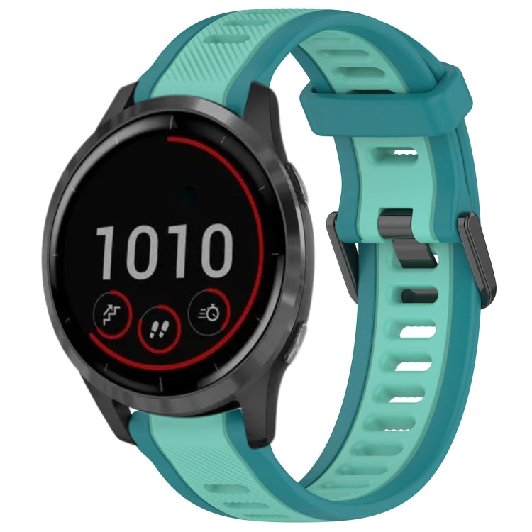 For Garmin Vivoactive 4 22mm Two Color Textured Silicone Watch Band(Teal) - Watch Bands by PMC Jewellery | Online Shopping South Africa | PMC Jewellery