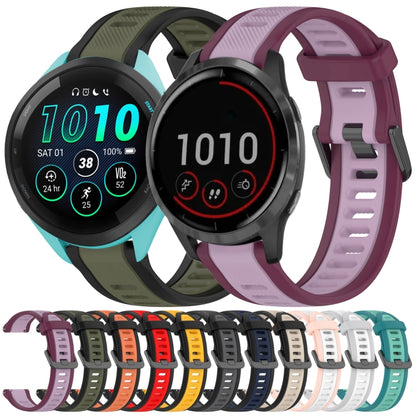 For Garmin Vivoactive 4 22mm Two Color Textured Silicone Watch Band(Purple) - Watch Bands by PMC Jewellery | Online Shopping South Africa | PMC Jewellery