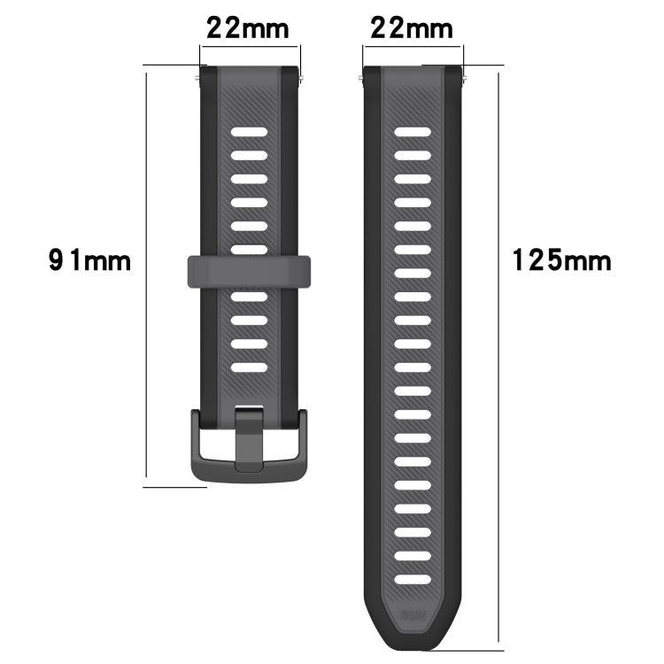 For Garmin Forerunner 265 22mm Two Color Textured Silicone Watch Band(White+Grey) - Watch Bands by PMC Jewellery | Online Shopping South Africa | PMC Jewellery