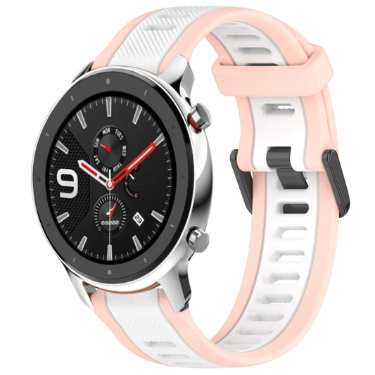 For Amazfit GTR 4 22mm Two-Color Textured Silicone Watch Band(White+Pink) - Watch Bands by PMC Jewellery | Online Shopping South Africa | PMC Jewellery