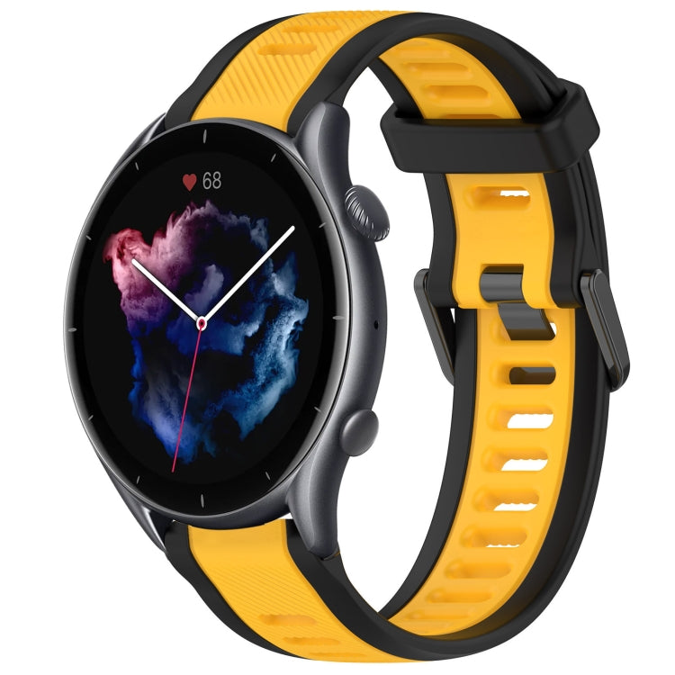 For Amazfit GTR 3 Pro 22mm Two-Color Textured Silicone Watch Band(Yellow+Black) - Watch Bands by PMC Jewellery | Online Shopping South Africa | PMC Jewellery