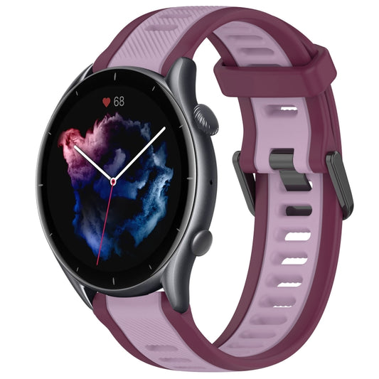 For Amazfit GTR 3 Pro 22mm Two-Color Textured Silicone Watch Band(Purple) - Watch Bands by PMC Jewellery | Online Shopping South Africa | PMC Jewellery