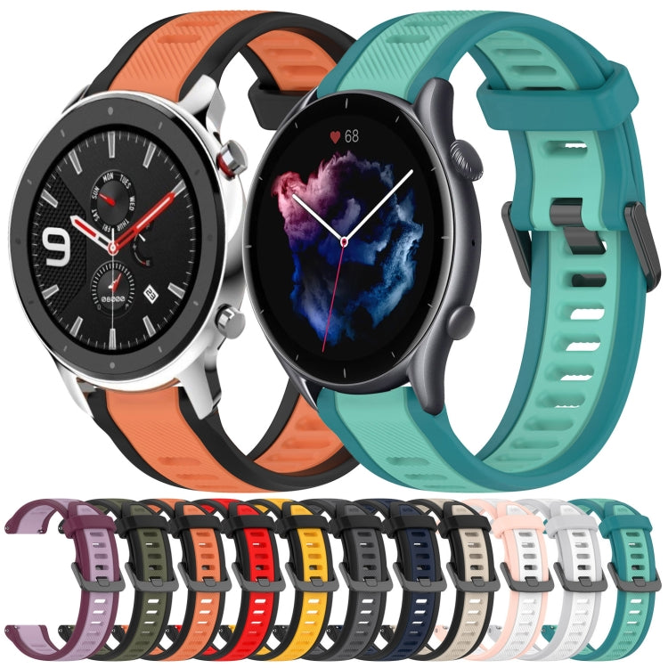 For Amazfit 3 22mm Two-Color Textured Silicone Watch Band(Water Duck) - Watch Bands by PMC Jewellery | Online Shopping South Africa | PMC Jewellery