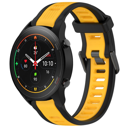 For Xiaomi MI Watch S1 Pro 22mm Two Color Textured Silicone Watch Band(Yellow+Black) - Watch Bands by PMC Jewellery | Online Shopping South Africa | PMC Jewellery