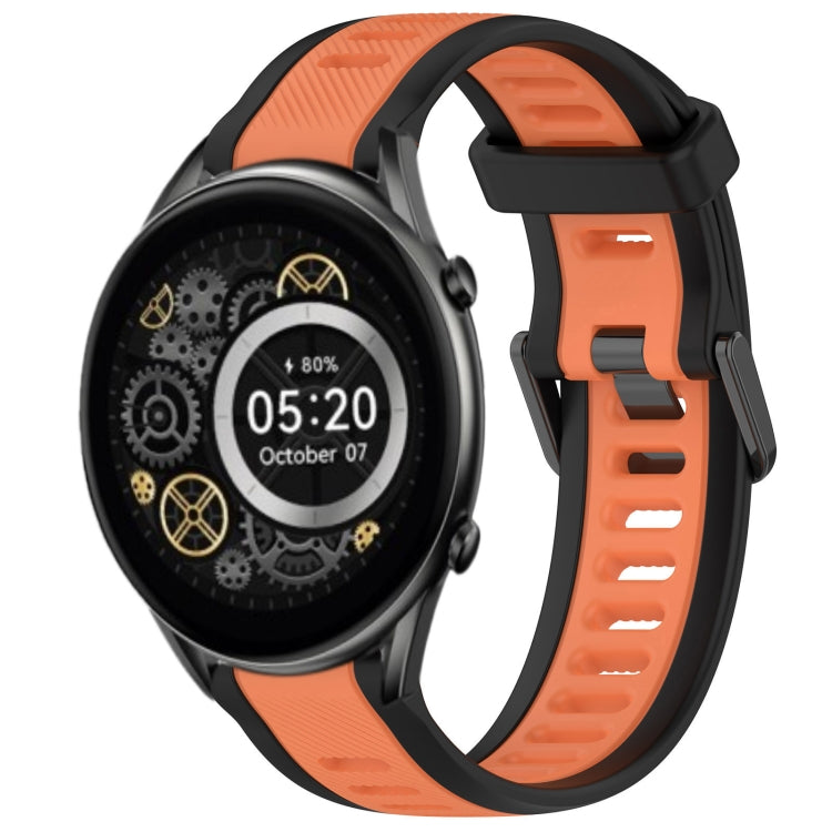 For Xiaomi Haylou RT2 LS10 22mm Two Color Textured Silicone Watch Band(Orange+Black) - Watch Bands by PMC Jewellery | Online Shopping South Africa | PMC Jewellery