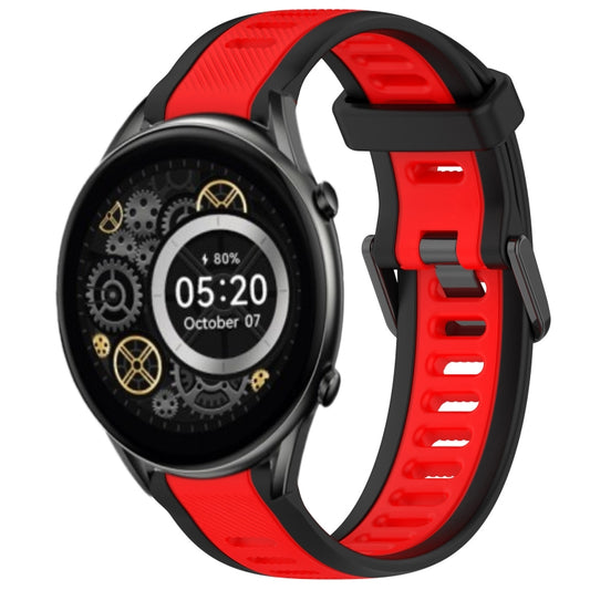 For Xiaomi Haylou RT2 LS10 22mm Two Color Textured Silicone Watch Band(Red+Black) - Watch Bands by PMC Jewellery | Online Shopping South Africa | PMC Jewellery