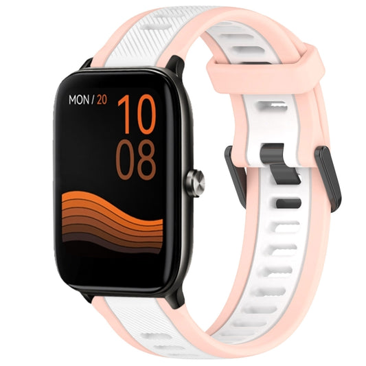 For Xiaomi Haylou GST LS09B 22mm Two Color Textured Silicone Watch Band(White+Pink) - Watch Bands by PMC Jewellery | Online Shopping South Africa | PMC Jewellery