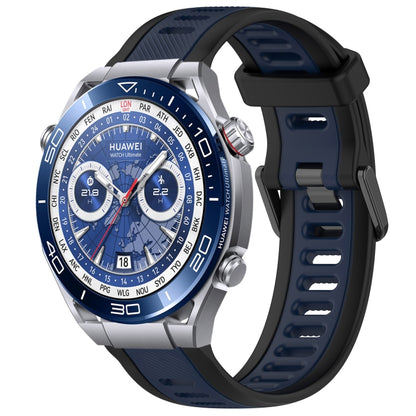 For Huawei Watch Ultimate 22mm Two Color Textured Silicone Watch Band(Midnight Blue+Black) - Watch Bands by PMC Jewellery | Online Shopping South Africa | PMC Jewellery