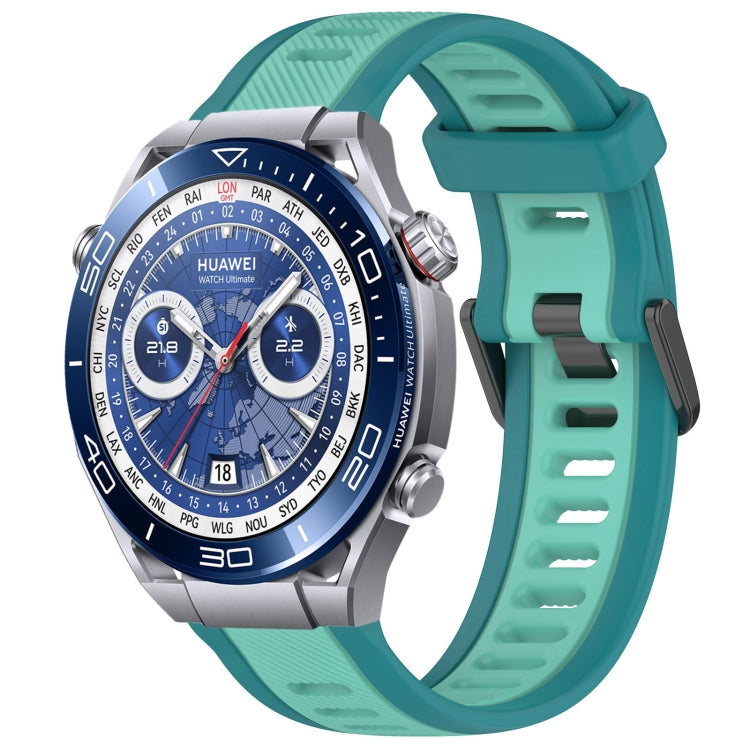 For Huawei Watch Ultimate 22mm Two Color Textured Silicone Watch Band(Teal) - Watch Bands by PMC Jewellery | Online Shopping South Africa | PMC Jewellery