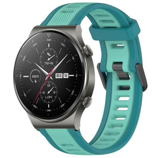 For Huawei GT2 Pro 22mm Two Color Textured Silicone Watch Band(Teal) - Watch Bands by PMC Jewellery | Online Shopping South Africa | PMC Jewellery