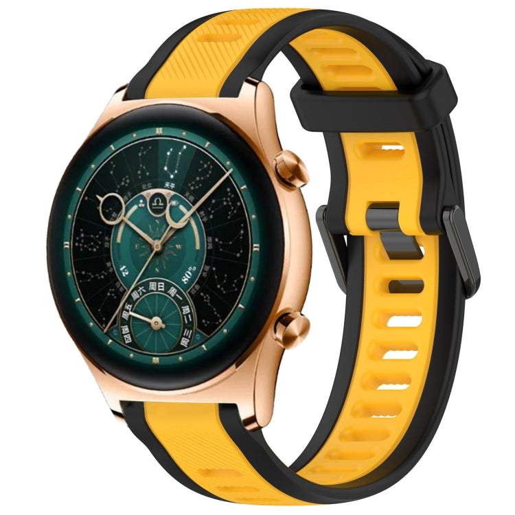 For Honor Watch  GS 4 22mm Two Color Textured Silicone Watch Band(Yellow+Black) - Watch Bands by PMC Jewellery | Online Shopping South Africa | PMC Jewellery