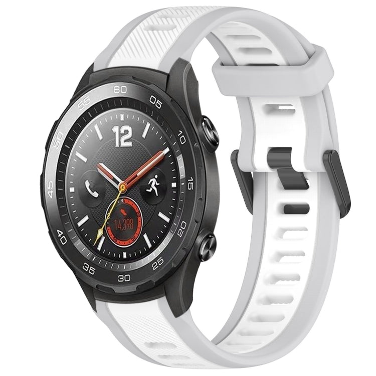 For Huawei Watch 2 20mm Two Color Textured Silicone Watch Band(White+Grey) - Watch Bands by PMC Jewellery | Online Shopping South Africa | PMC Jewellery