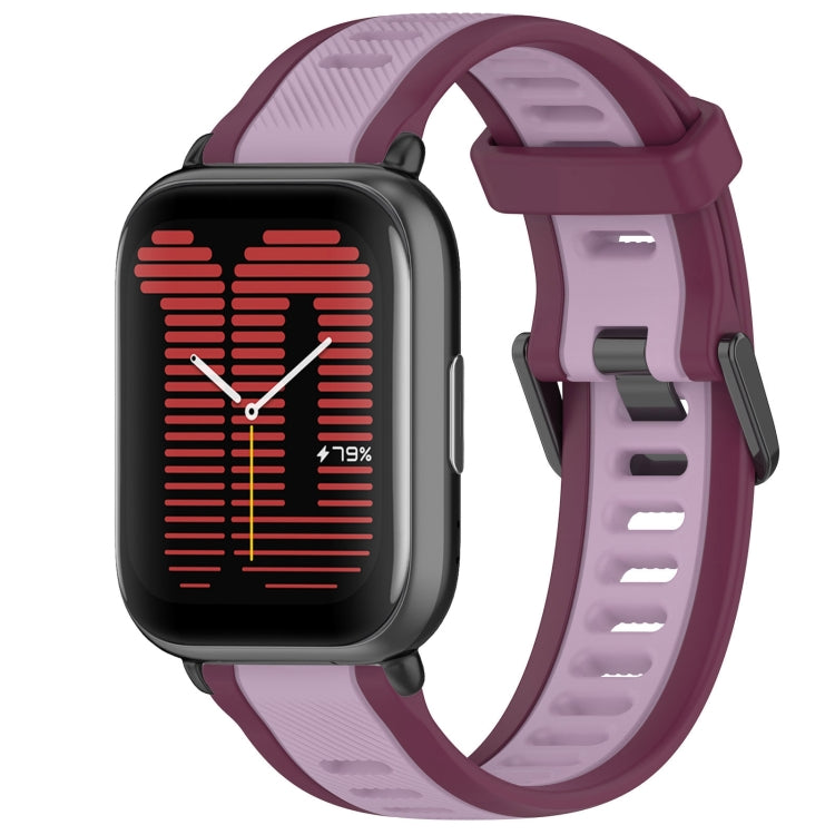 For Amazfit Active 20mm Two-Color Textured Silicone Watch Band(Purple) - Watch Bands by PMC TechLife | Online Shopping South Africa | PMC TechLife