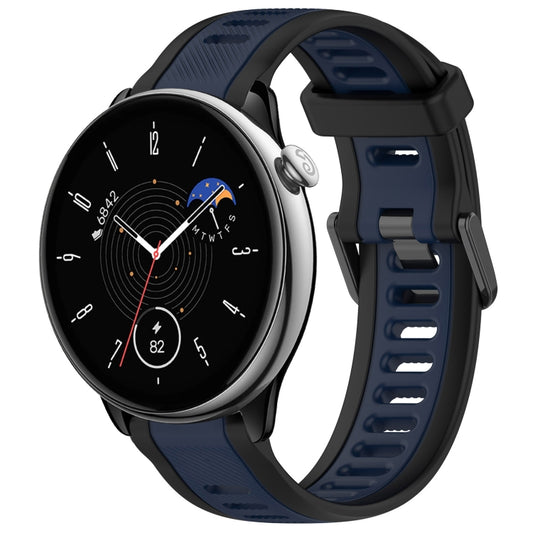 For Amazfit GTR Mini 20mm Two-Color Textured Silicone Watch Band(Midnight Blue+Black) - Watch Bands by PMC Jewellery | Online Shopping South Africa | PMC Jewellery