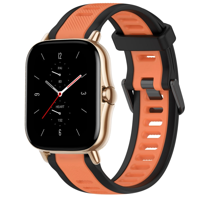 For Amazfit GTS 2 20mm Two-Color Textured Silicone Watch Band(Orange+Black) - Watch Bands by PMC Jewellery | Online Shopping South Africa | PMC Jewellery