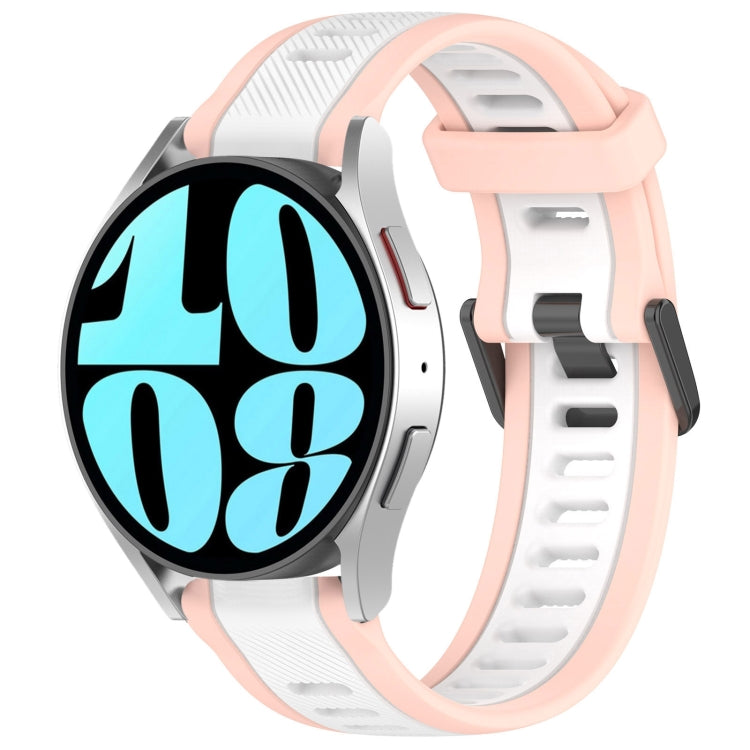 For Samsung Galaxy Watch 6 40mm 20mm Two Color Textured Silicone Watch Band(White+Pink) - Watch Bands by PMC Jewellery | Online Shopping South Africa | PMC Jewellery