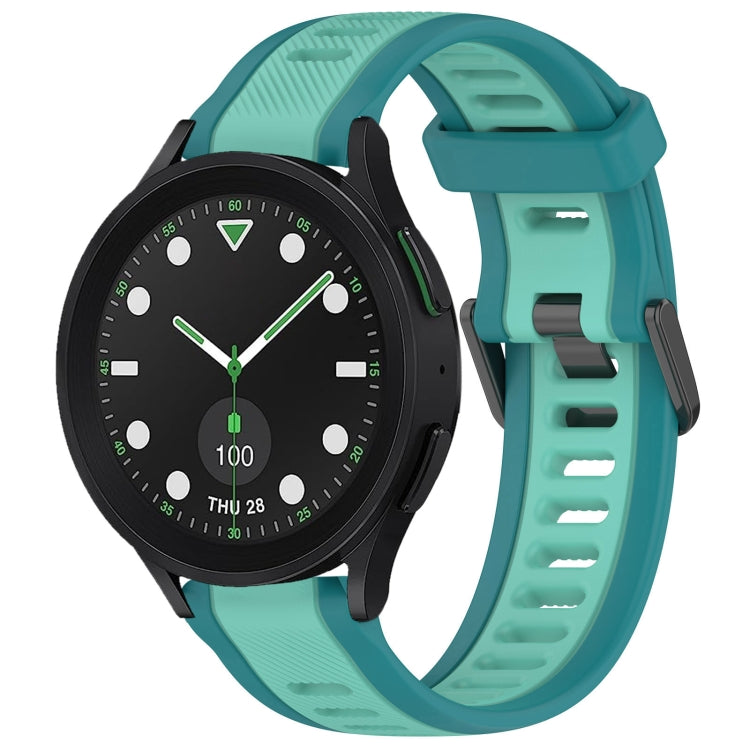 For Samsung Galaxy watch 5 Pro Golf Edition 20mm Two Color Textured Silicone Watch Band(Teal) - Watch Bands by PMC Jewellery | Online Shopping South Africa | PMC Jewellery