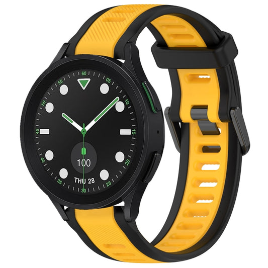 For Samsung Galaxy watch 5 Golf Edition 20mm Two Color Textured Silicone Watch Band(Yellow+Black) - Watch Bands by PMC Jewellery | Online Shopping South Africa | PMC Jewellery