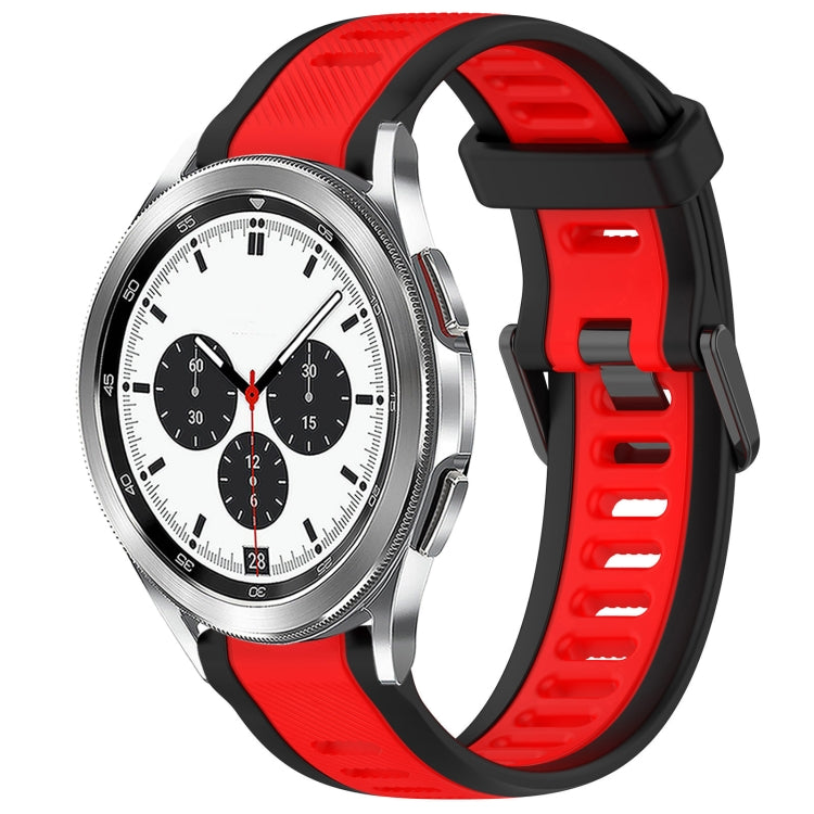 For Samsung  Galaxy Watch 4 Classic 42mm 20mm Two Color Textured Silicone Watch Band(Red+Black) - Watch Bands by PMC Jewellery | Online Shopping South Africa | PMC Jewellery